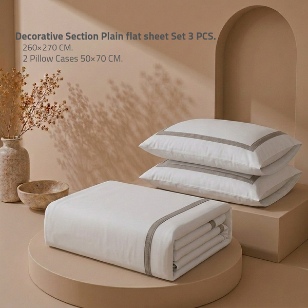Decorative section plain Flat Sheet Set 3 260*270 W 2 P/Case 50*70  white-S-STH