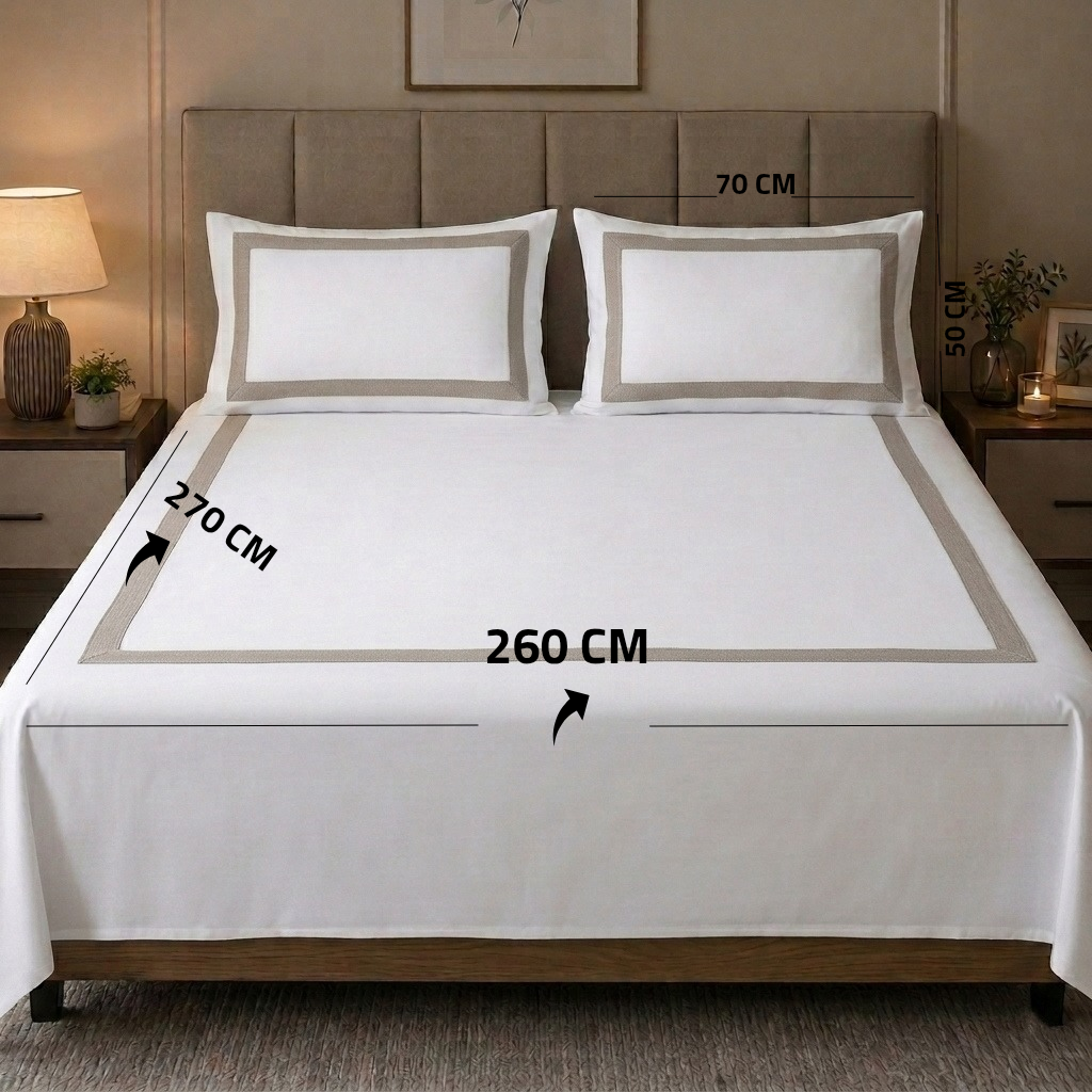 Decorative section plain Flat Sheet Set 3 260*270 W 2 P/Case 50*70  white-S-STH