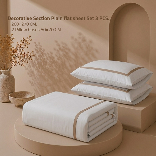 Decorative section plain Flat Sheet Set 3 260*270 W 2 P/Case 50*70  white-G-STH