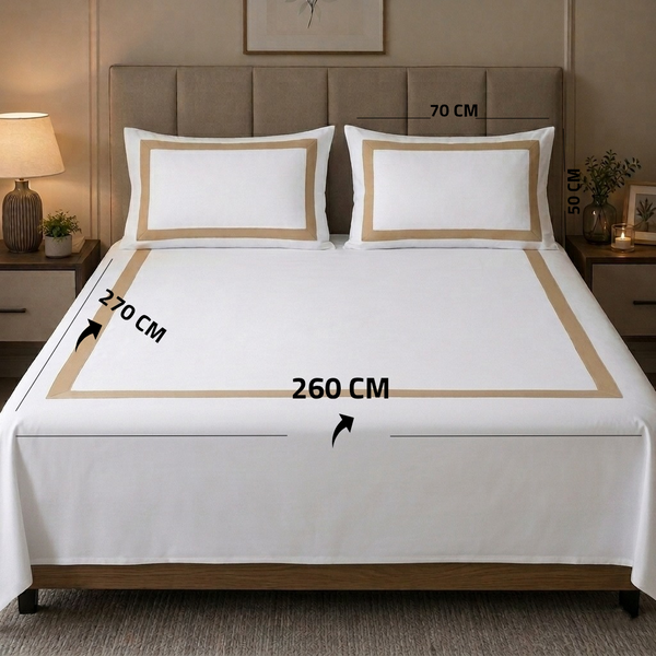 Decorative section plain Flat Sheet Set 3 260*270 W 2 P/Case 50*70  white-G-STH