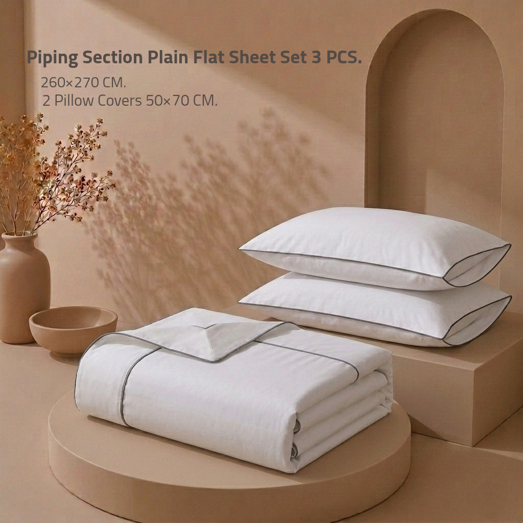 Piping section plain Flat Sheet Set 3 260*270 W 2 P/Case 50*70 white-S-PIP