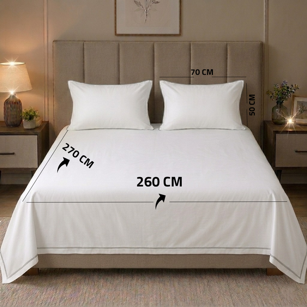 Piping section plain Flat Sheet Set 3 260*270 W 2 P/Case 50*70 white-S-PIP
