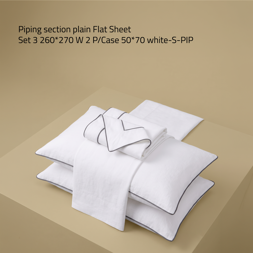 Piping section plain Flat Sheet Set 3 260*270 W 2 P/Case 50*70 white-S-PIP