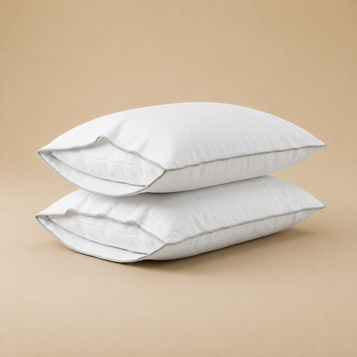 Piping section plain Pillow Case Set 2 50*70 white-S-PIP