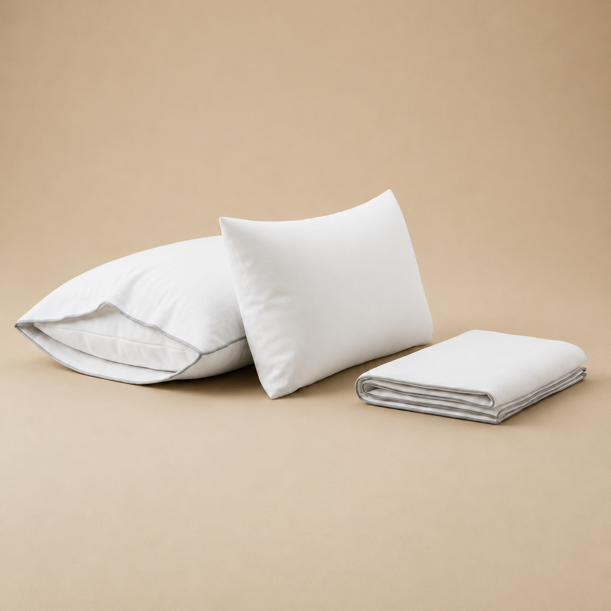 Piping section plain Pillow Case Set 2 50*70 white-S-PIP