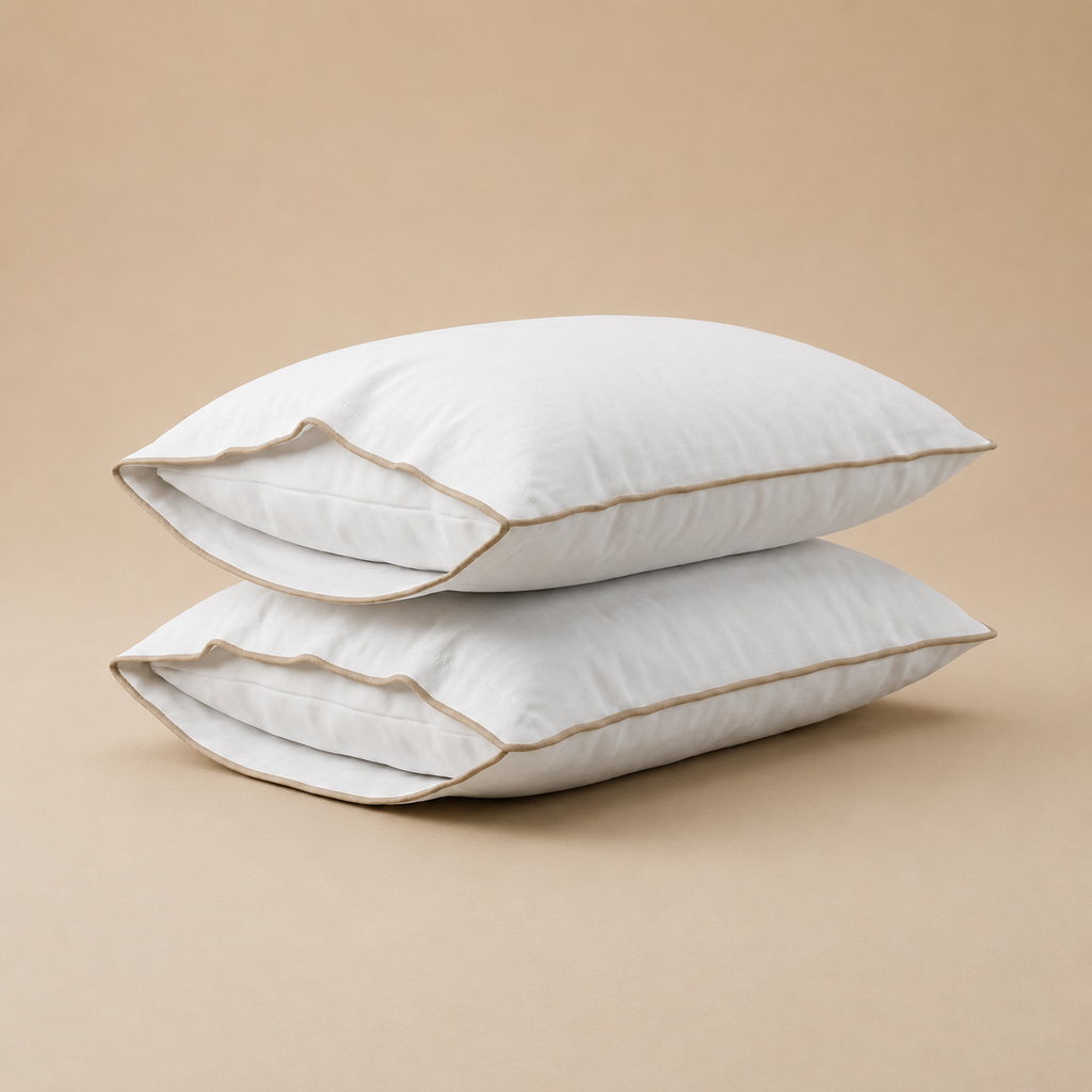 Piping section plain Pillow Case Set 2 50*70 white-G-PIP