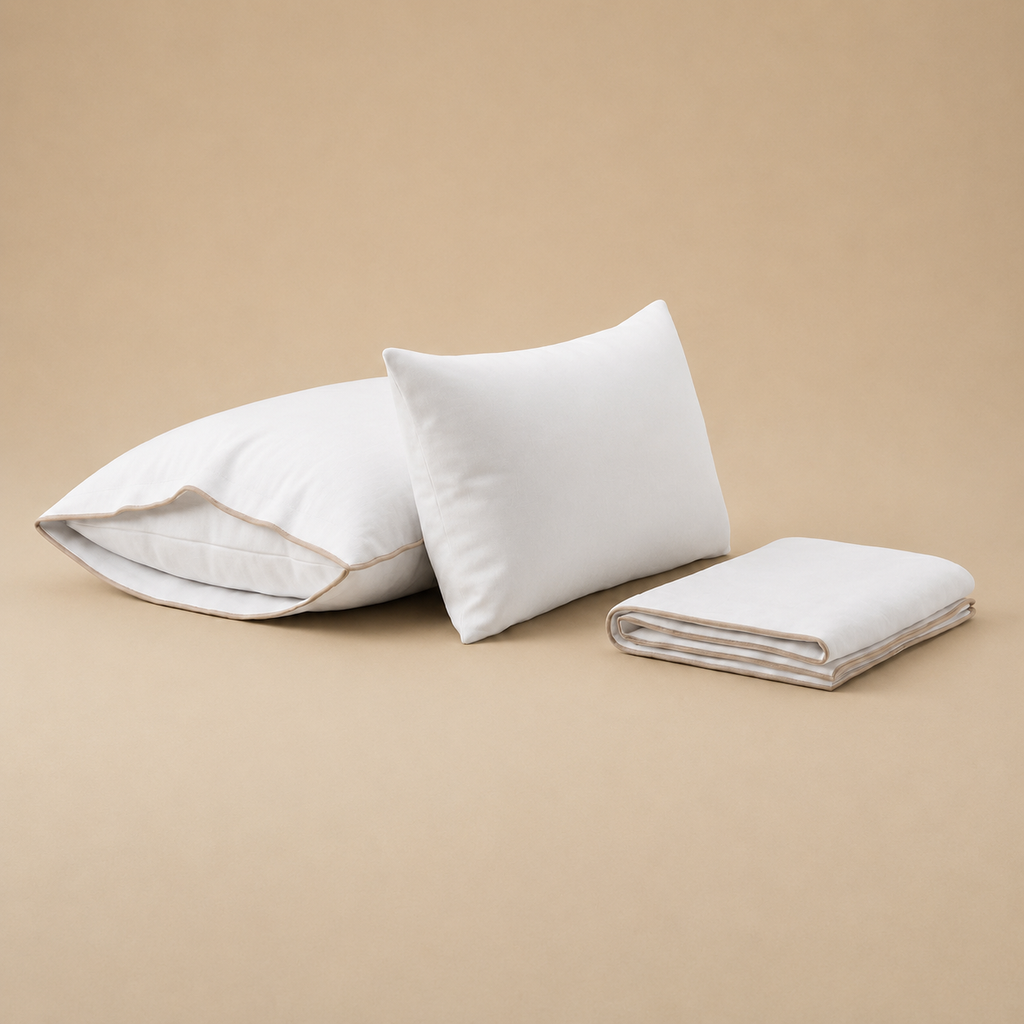 Piping section plain Pillow Case Set 2 50*70 white-G-PIP