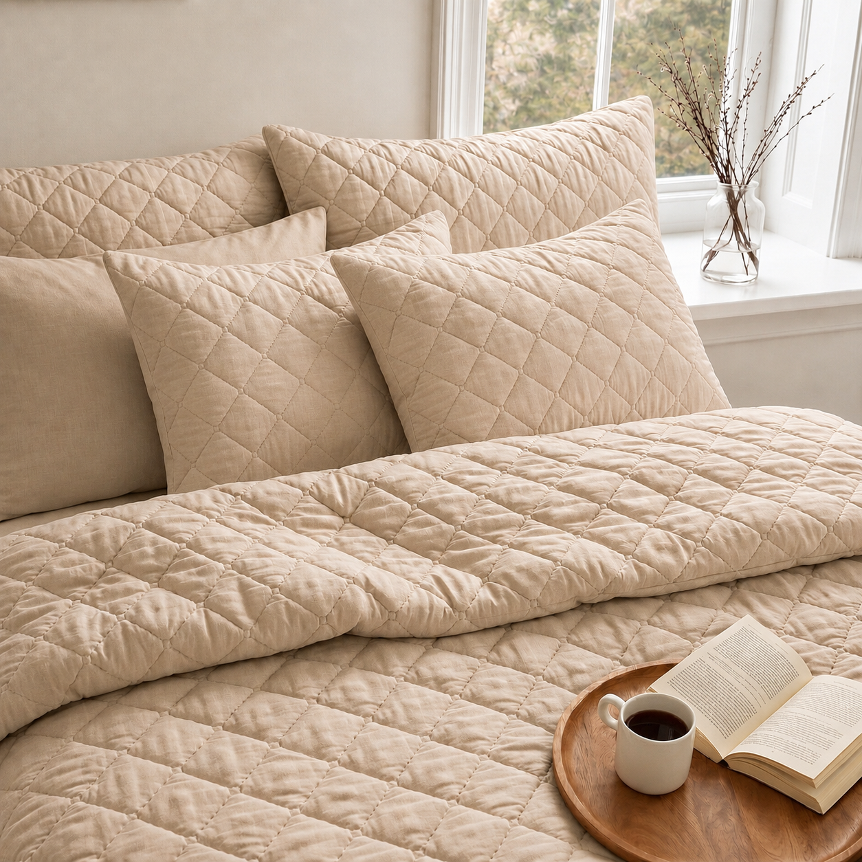 Tencel Single Quilted Set 3 PCS. 180x240CM.+2 Pillow Cases