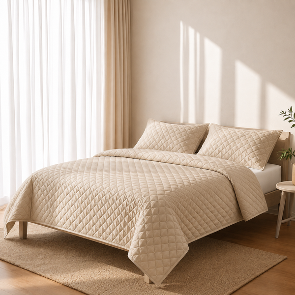 Tencel King Quilted Set 3 PCS. 240x260CM.+2 Pillow Cases