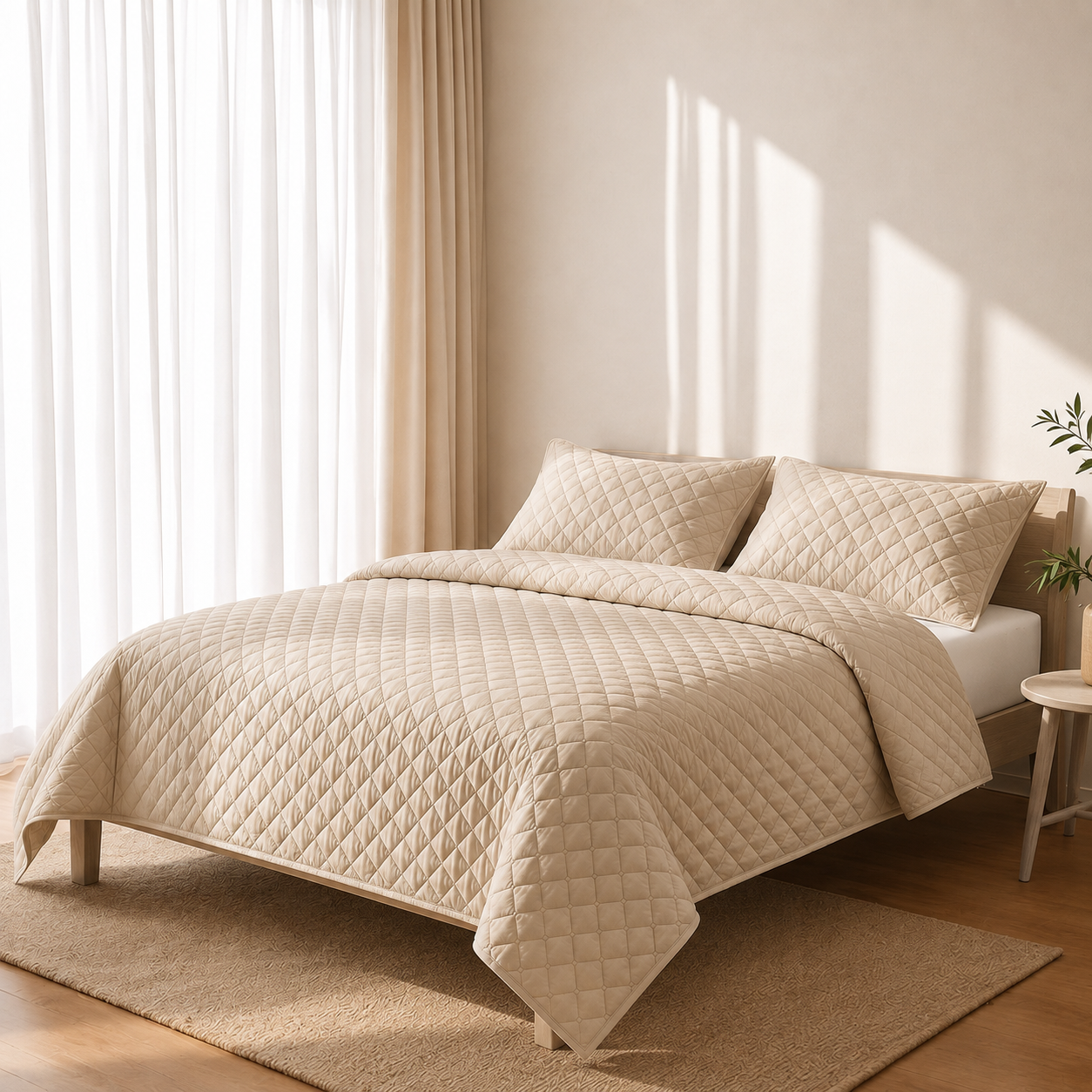 Tencel Single Quilted Set 3 PCS. 180x240CM.+2 Pillow Cases
