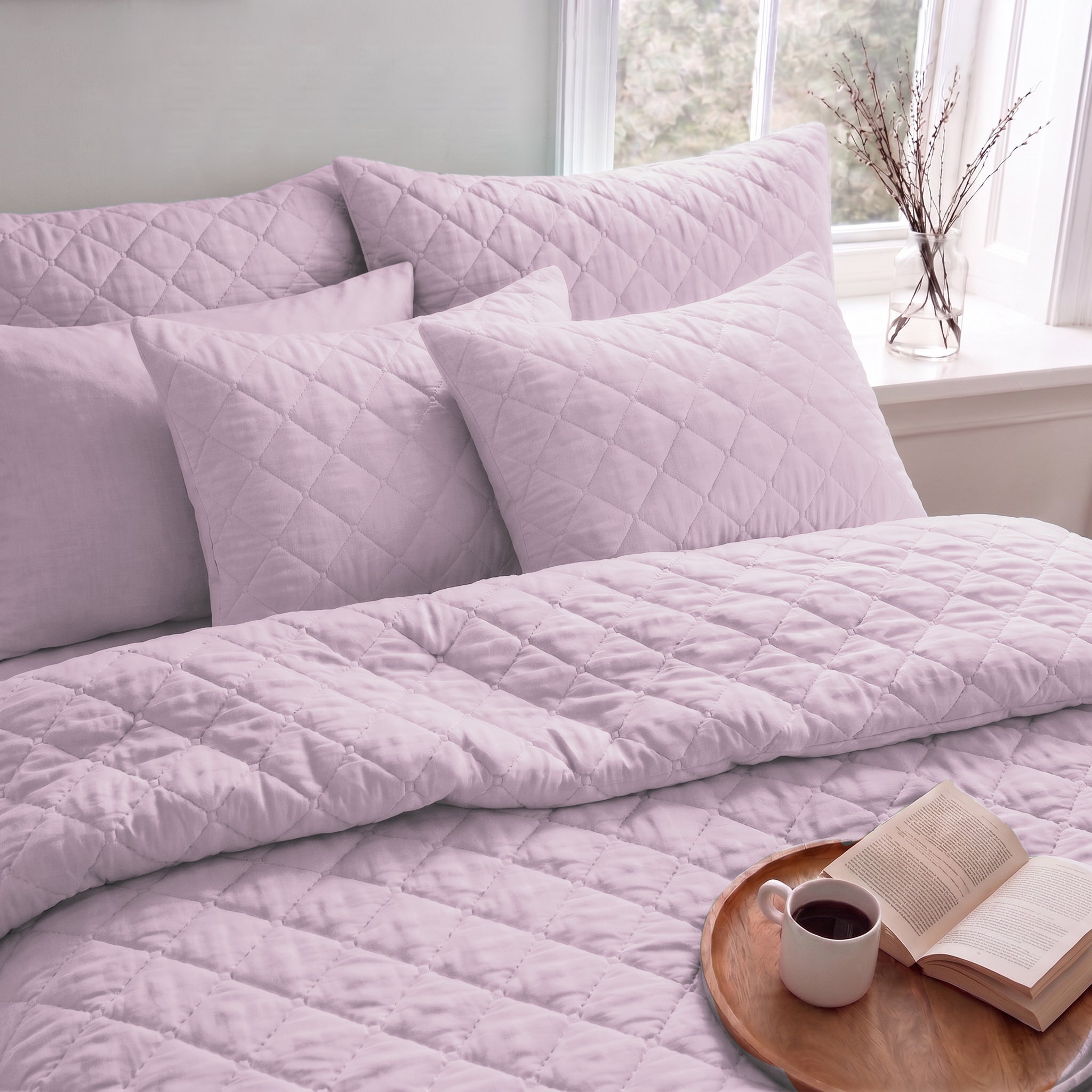 Tencel King Quilted Set 3 PCS. 240x260CM.+2 Pillow Cases