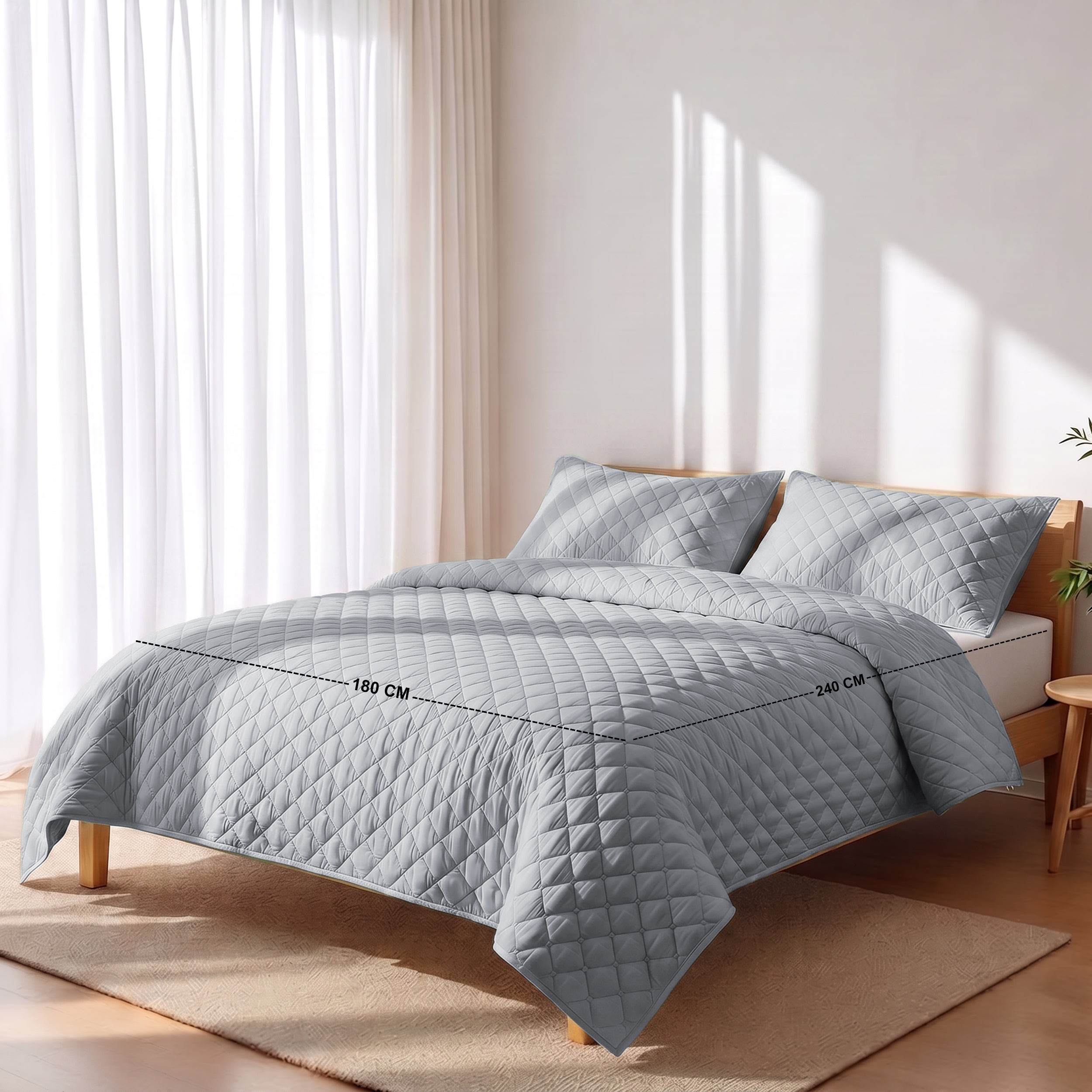 Tencel Single Quilted Set 3 PCS. 180x240CM.+2 Pillow Cases