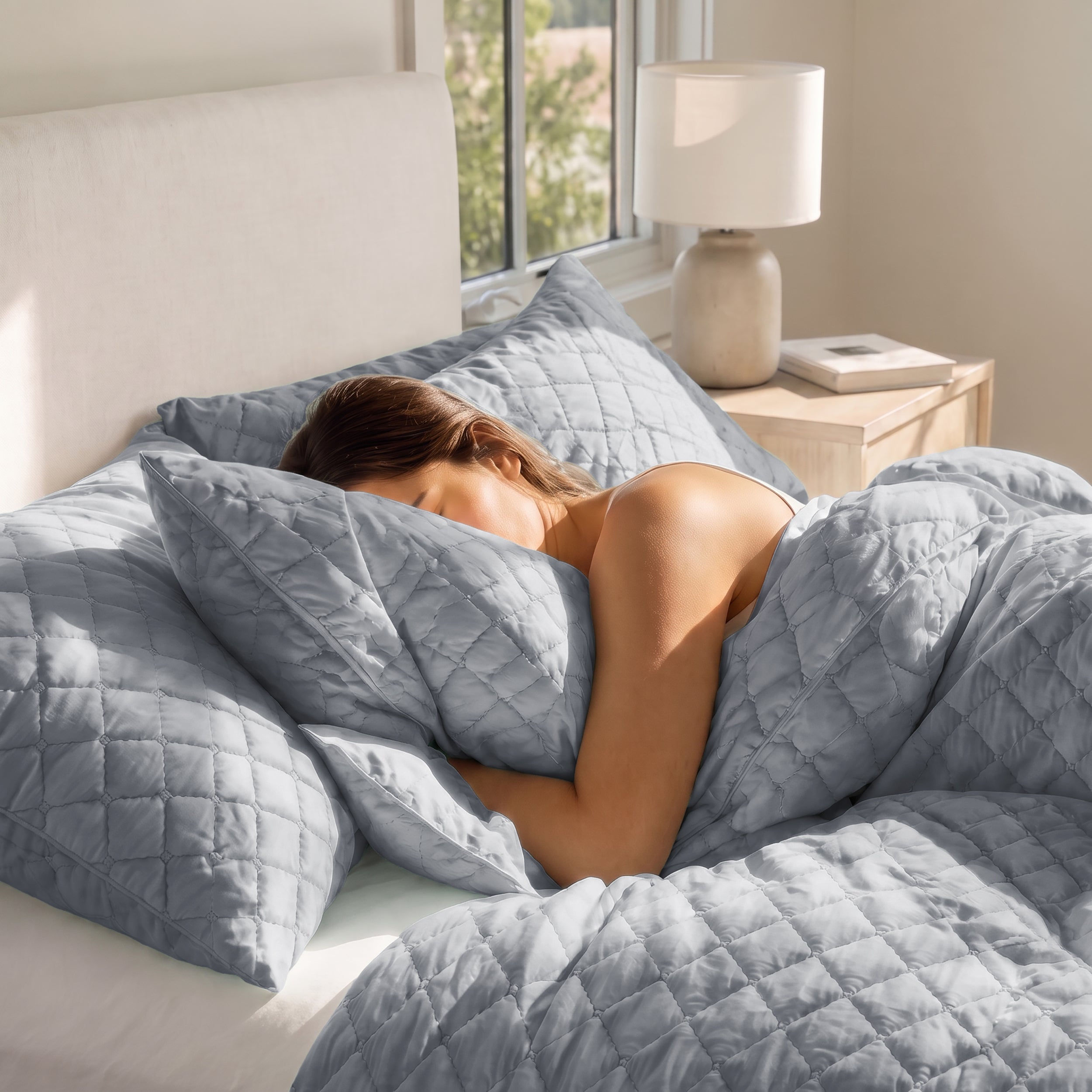 Tencel Single Quilted Set 3 PCS. 180x240CM.+2 Pillow Cases