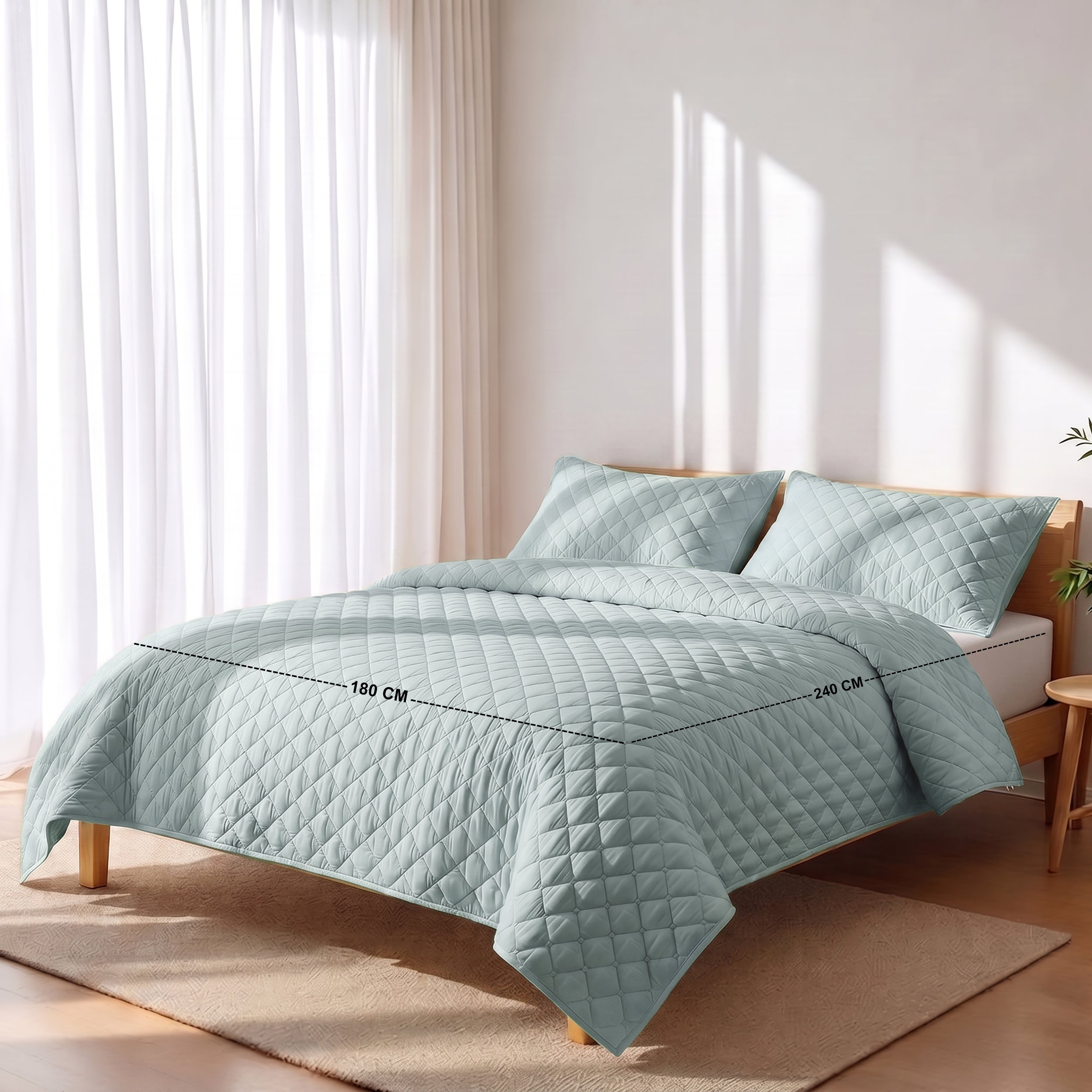 Tencel Single Quilted Set 3 PCS. 180x240CM.+2 Pillow Cases