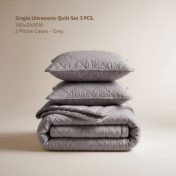 Single Ultrasonic Quilt Set 3 PCS. 180x240CM.+2 Pillow Cases