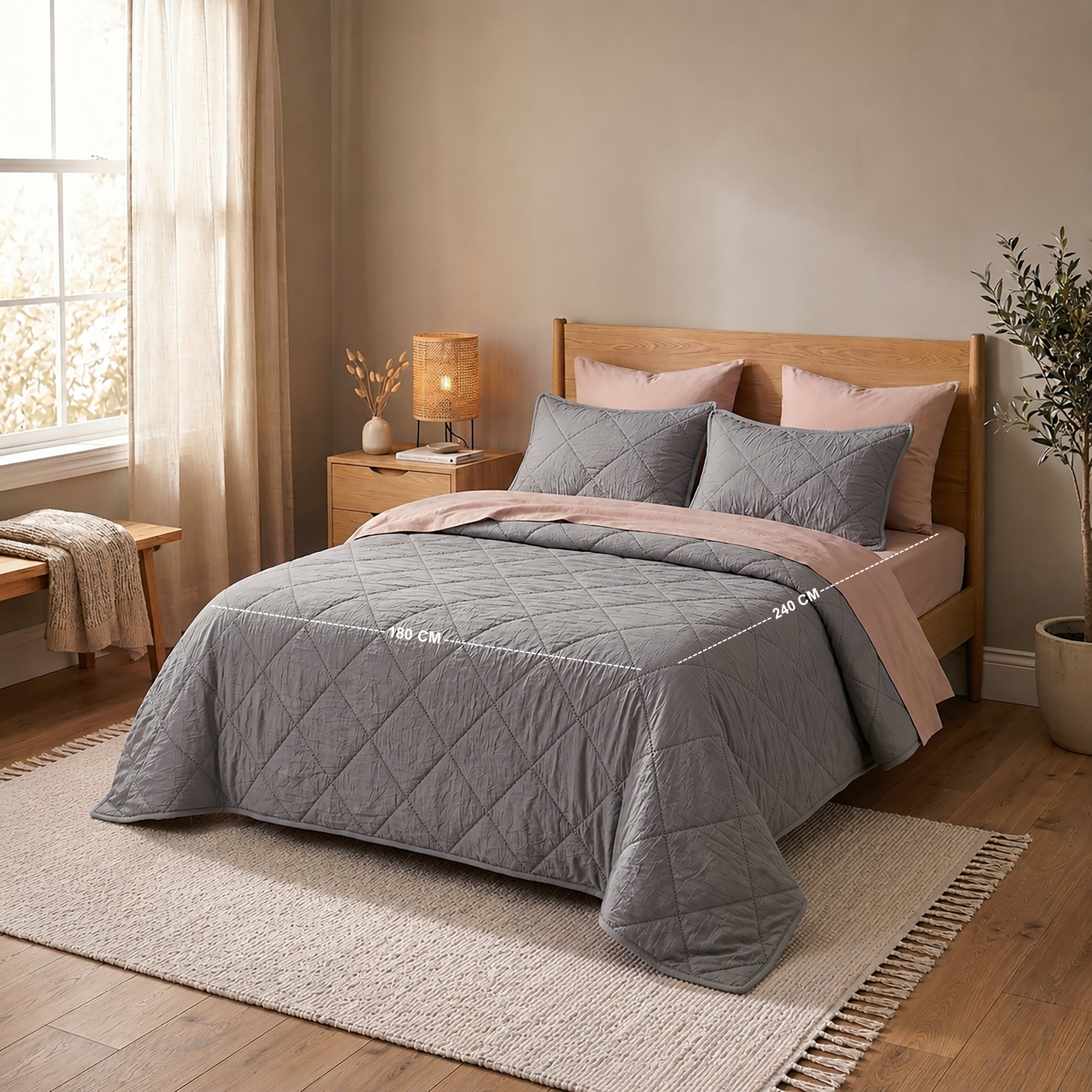 Single Ultrasonic Quilt Set 3 PCS. 180x240CM.+2 Pillow Cases