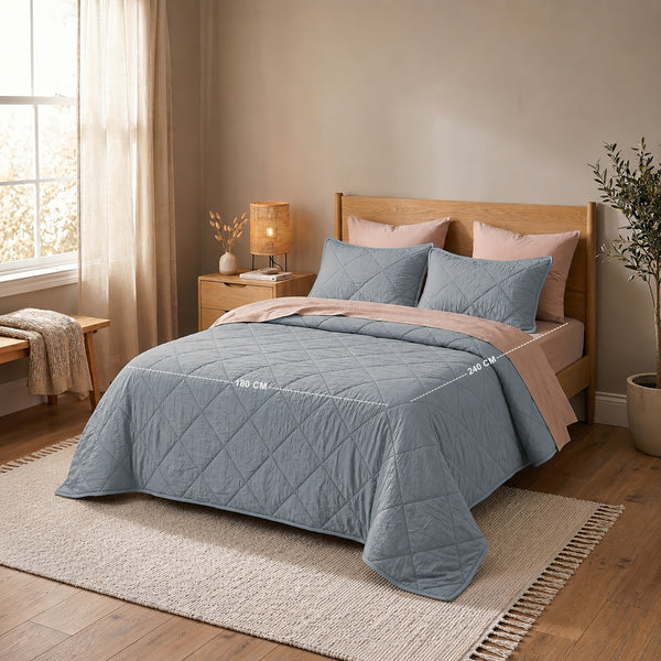 Single Ultrasonic Quilt Set 3 PCS. 180x240CM.+2 Pillow Cases