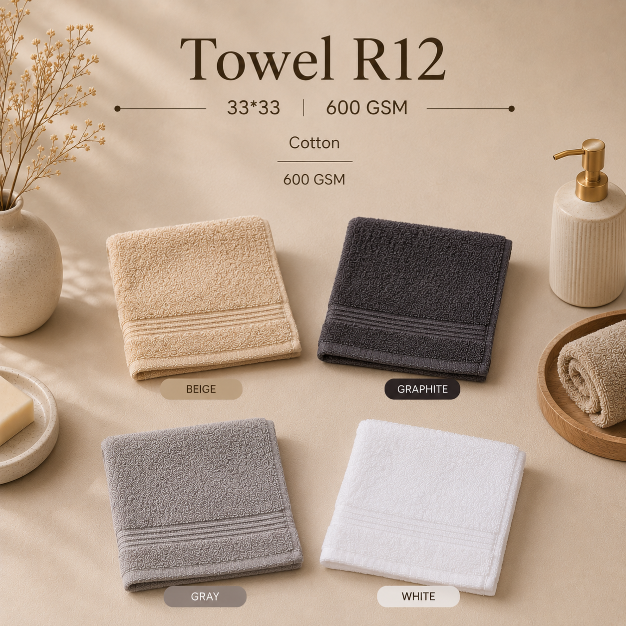 Towel R12 33*33 600 GSM