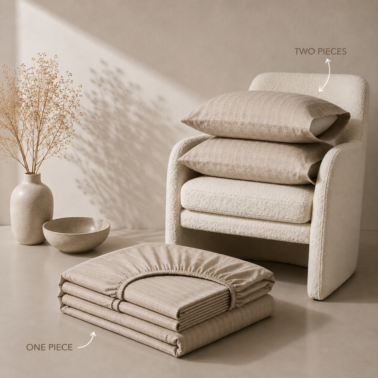 Double Fitted Sheet Set 3 PCS. 160x200+30CM.+2 Pillow Cases 50x70cm -1004