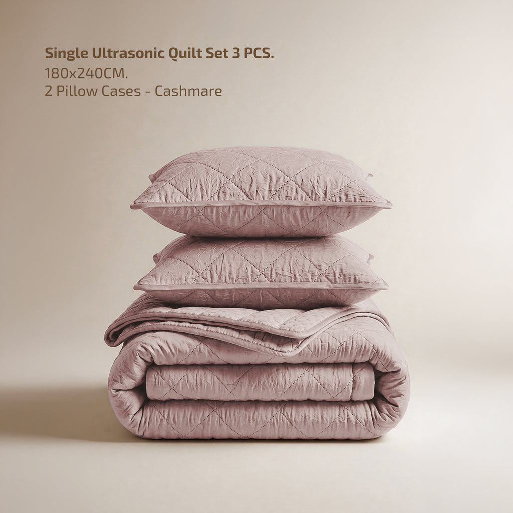 Single Ultrasonic Quilt Set 3 PCS. 180x240CM.+2 Pillow Cases