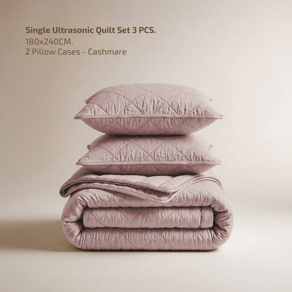 Single Ultrasonic Quilt Set 3 PCS. 180x240CM.+2 Pillow Cases