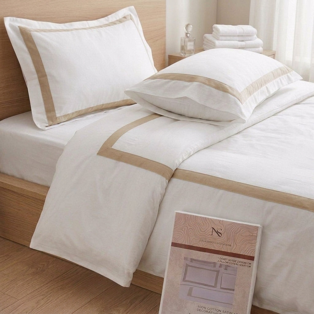 Decorative section plain Duvet Cover + 2 P/Case 50*70 white - G-STH