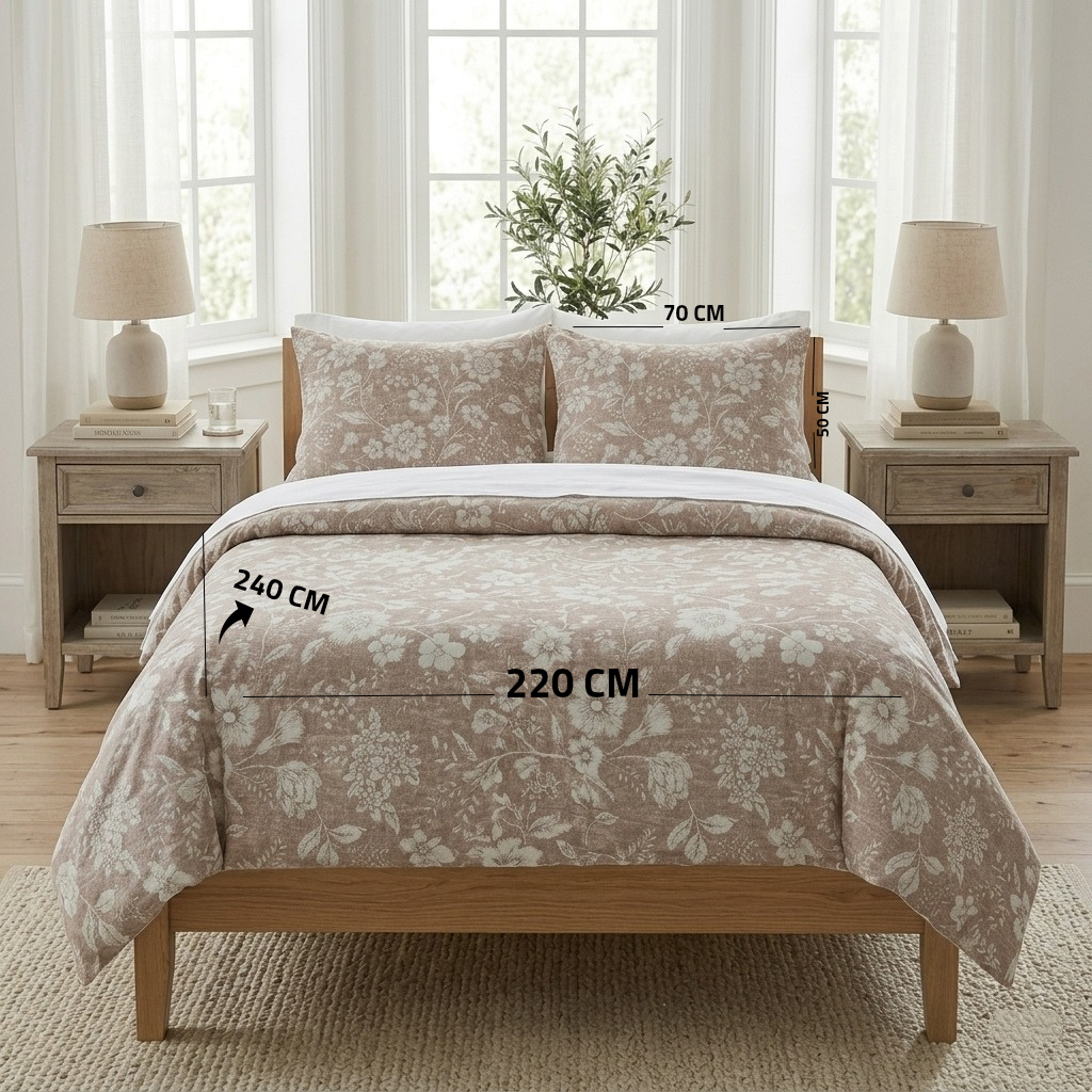 Double Duvet Cover Set 3 PCS. 220x240CM+Flab.+2 Pillow Cases -1003