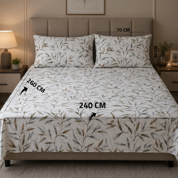 King Flat Sheet Set 3 PCS. 240x260CM.+2 Pillow Cases TL-003-1225