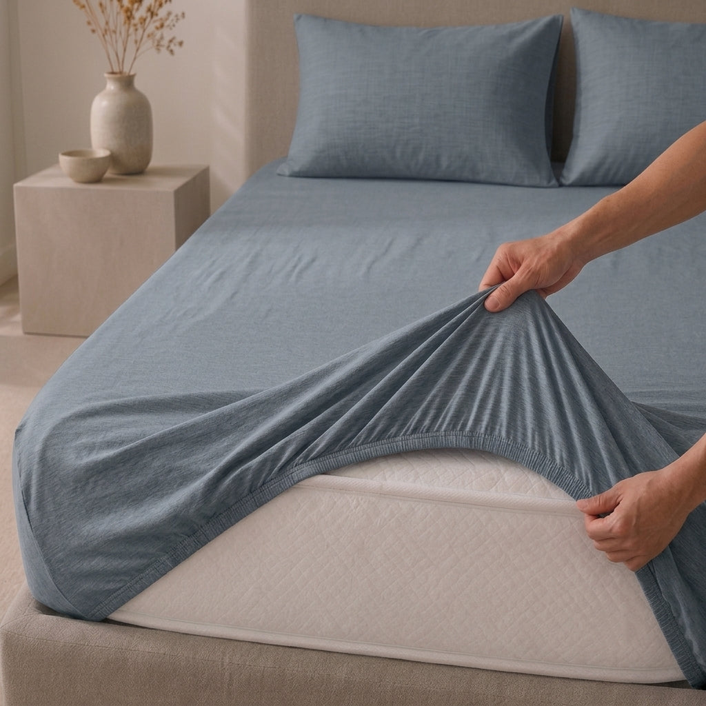 King Fitted Sheet Set 3 PCS. 180x200+30CM.+2 Pillow Cases 50x70cm TLG