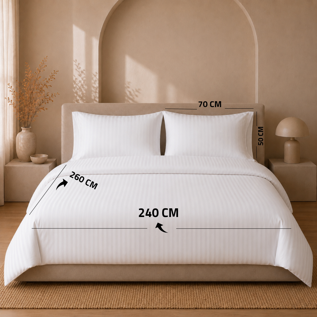 King Bed Cover Set 4 PCS.  1 Duvet Cover 240x260CM+Flab +1 Fitted sheet 180x200+30 cm + 2 oxford pillow case 50x70