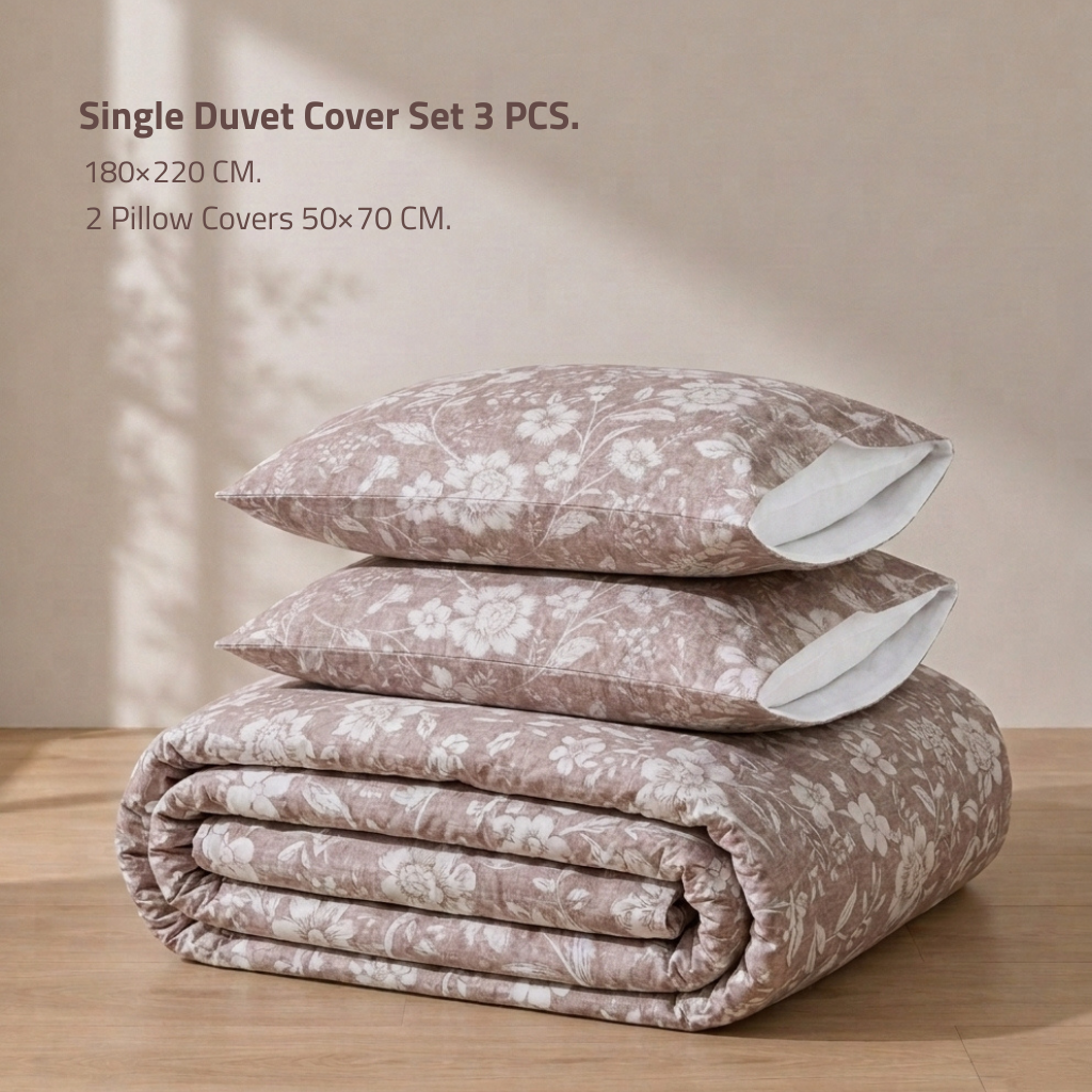 Single Duvet Cover Set 3 PCS. 180x220CM+Flab.+2 Pillow Cases -1003