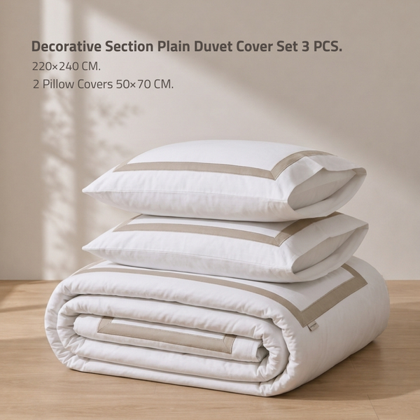 Decorative section plain Duvet Cover Set 3 220*240 W 2 P/Case 50*70  white-S-STH