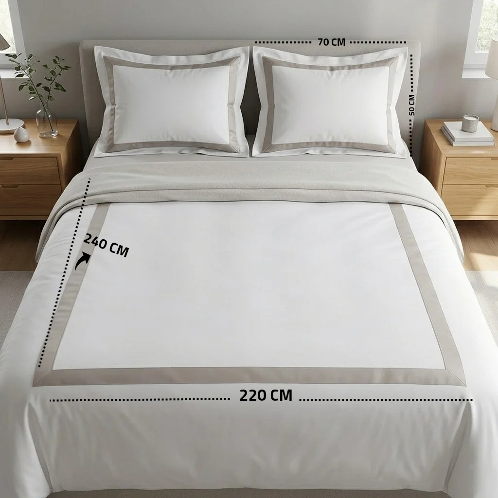 Decorative section plain Duvet Cover Set 3 220*240 W 2 P/Case 50*70  white-S-STH