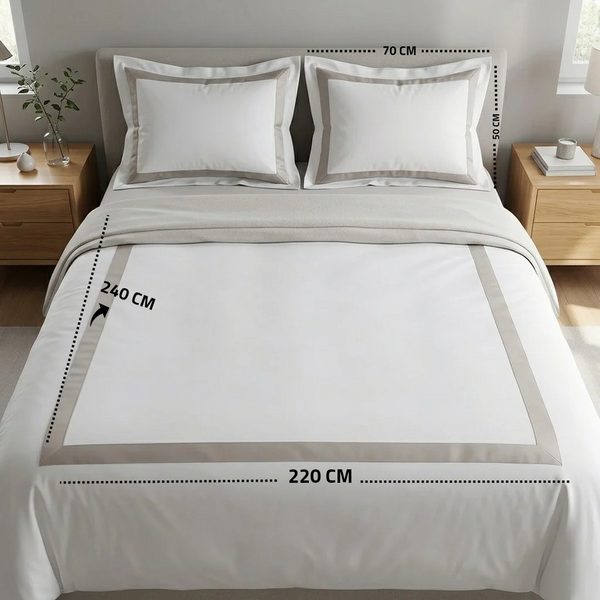 Decorative section plain Duvet Cover Set 3 220*240 W 2 P/Case 50*70  white-S-STH