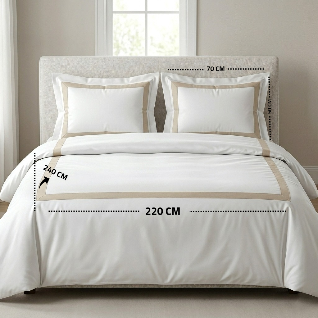Decorative section plain Duvet Cover Set 3 220*240 W 2 P/Case 50*70  white-G-STH