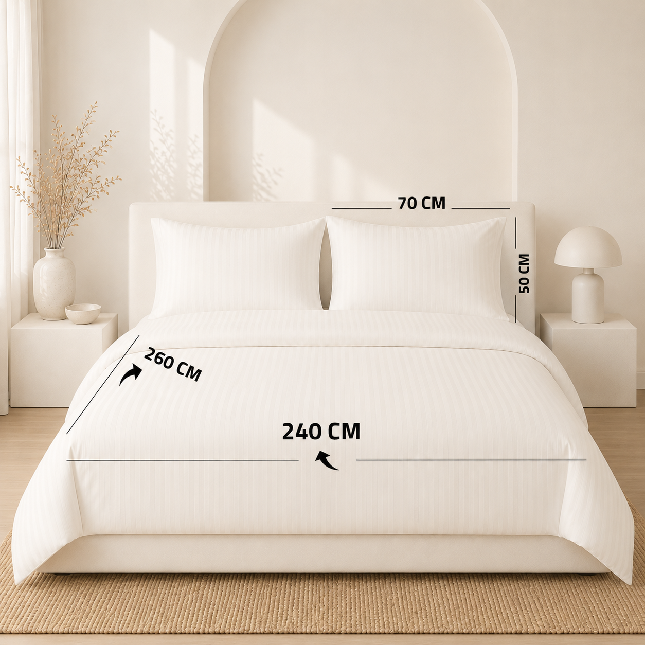 King Bed Cover Set 4 PCS.  1 Duvet Cover 240x260CM+Flab +1 Fitted sheet 180x200+30 cm + 2 oxford pillow case 50x70