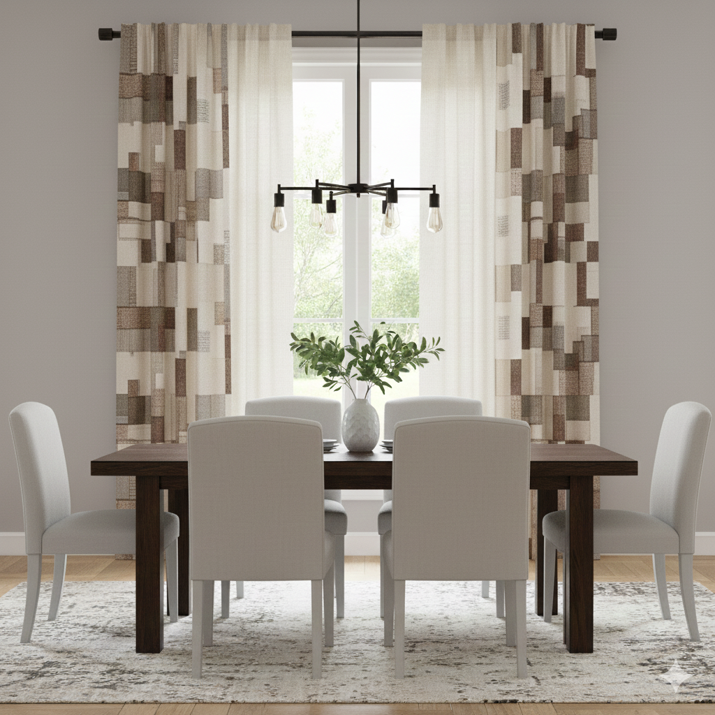 MX-C Modern Mosaic Pattern Curtains