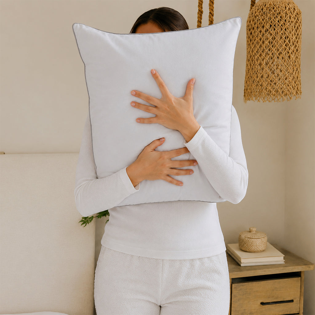 Piping section plain Pillow Case Set 2 50*70 white-S-PIP