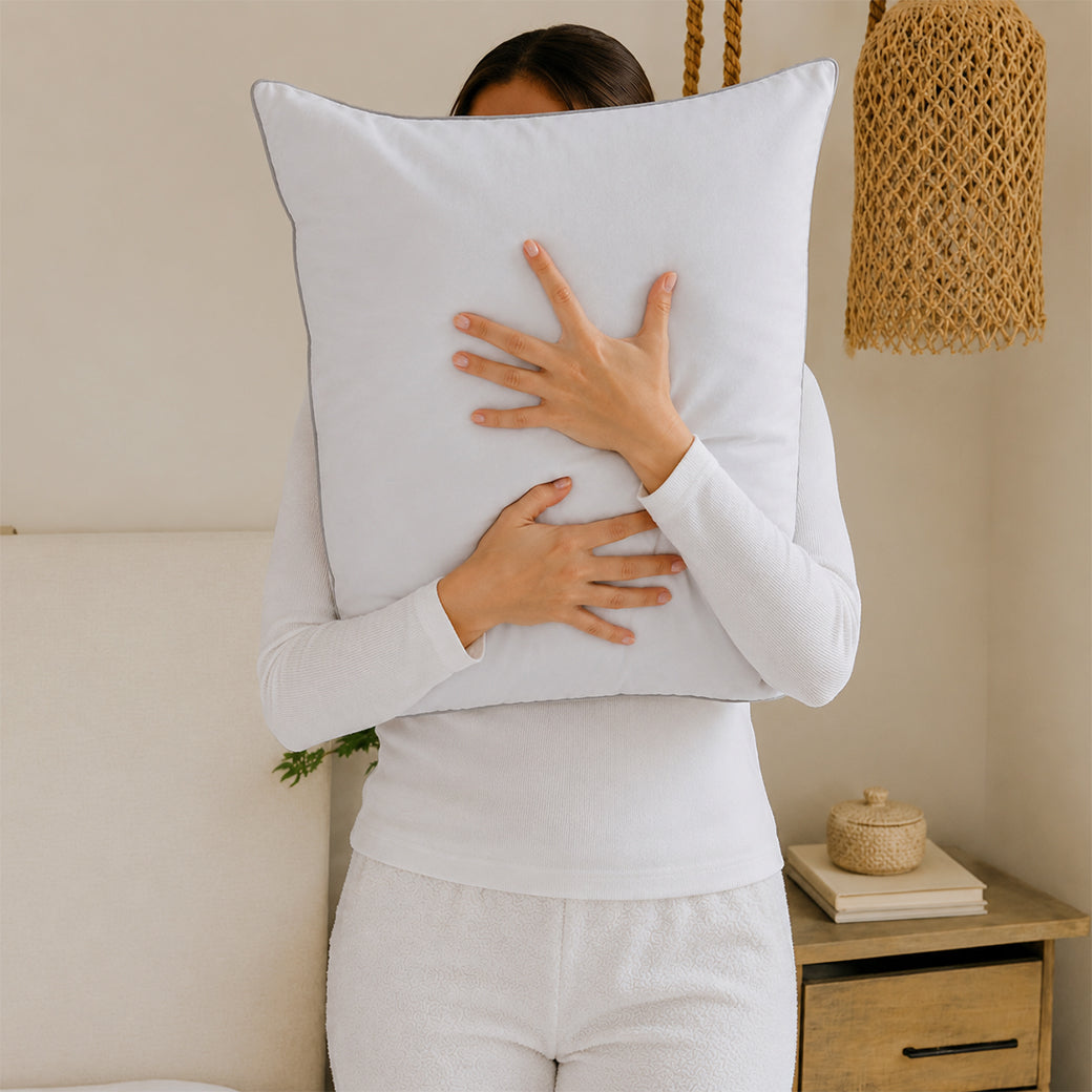 غطاء وسادة سادة مع حافة أنبوبية (طقم من 2) 50*70 أبيض-S-PIP