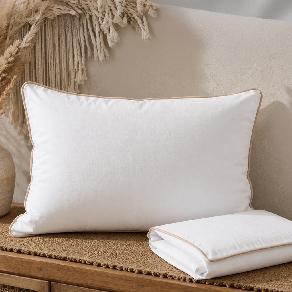 Piping section plain Pillow Case Set 2 50*70 white-G-PIP