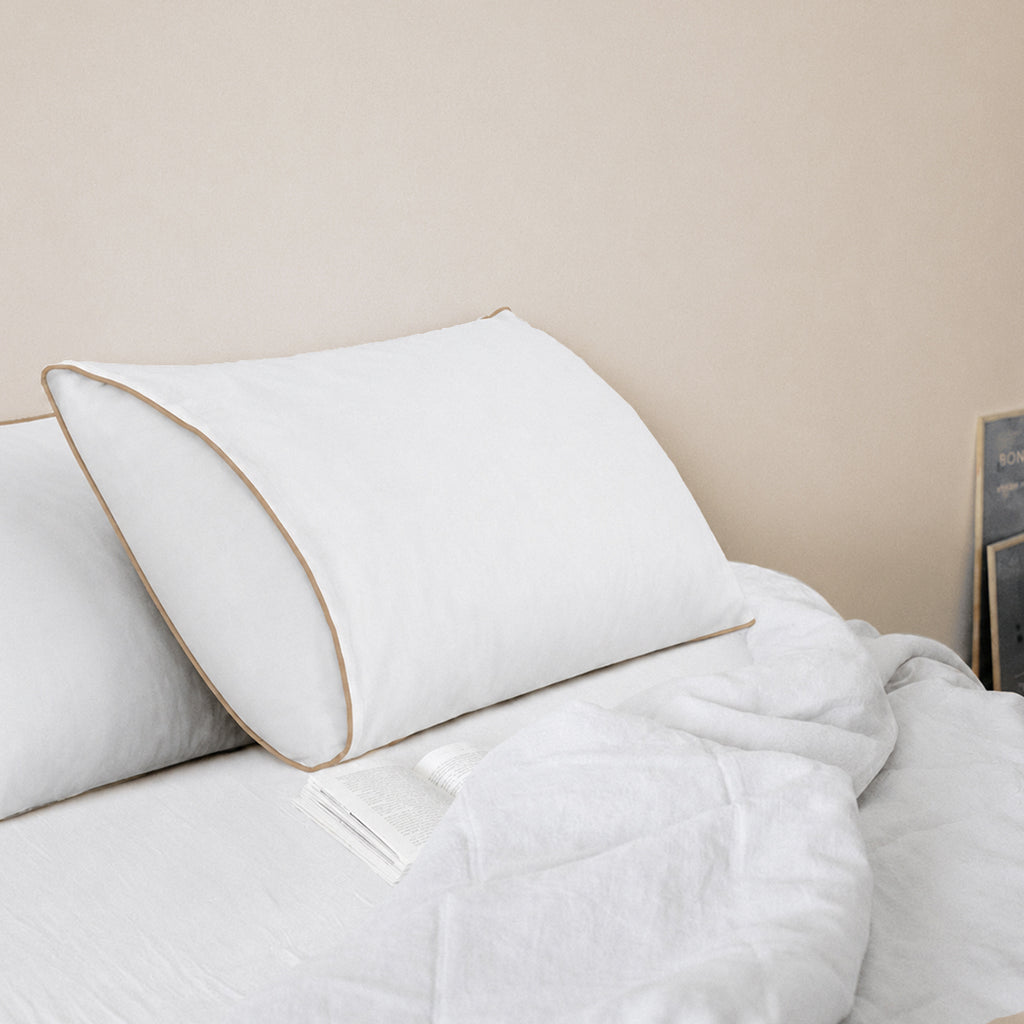 Piping section plain Pillow Case Set 2 50*70 white-G-PIP